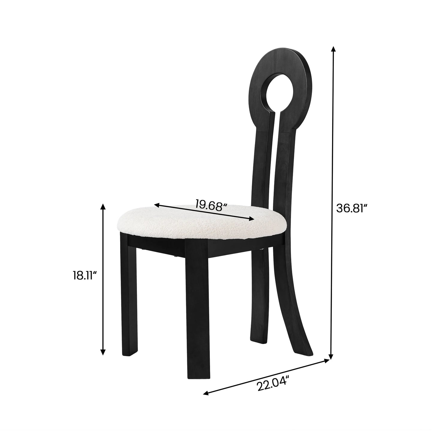 Wooden Dining Chairs Set of 2 Modern Round Dining Room Chair Comfy Fabric Upholstered Kitchen Chairs