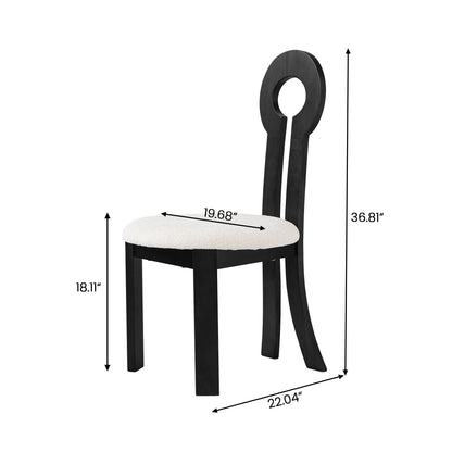 Wooden Dining Chairs Set of 2 Modern Round Dining Room Chair Comfy Fabric Upholstered Kitchen Chairs