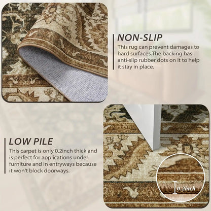 New Vintage Floral Rugs Soft Accent Large Area Rug Fluffy Carpet for Bedroom Living Room