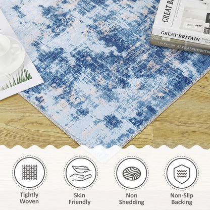 Abstract Area Rug for Living Room Machine Washable  Low Pile  for Bedroom Dining Room Home Office