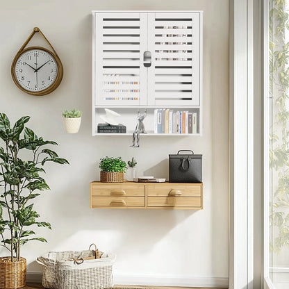 Wall Cabinet Bathroom Storage Cabinet Wall Mounted with Adjustable Shelves Inside, Double Door Medicine Cabinet, Utility Cabinet