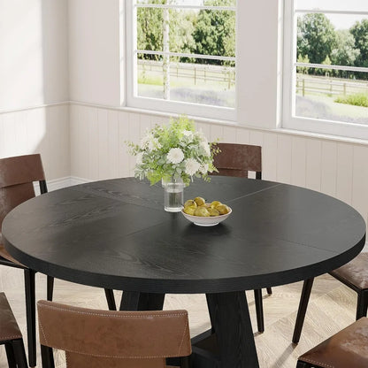Round Wood Dining Table For Kitchen or Dining Room, 47 in