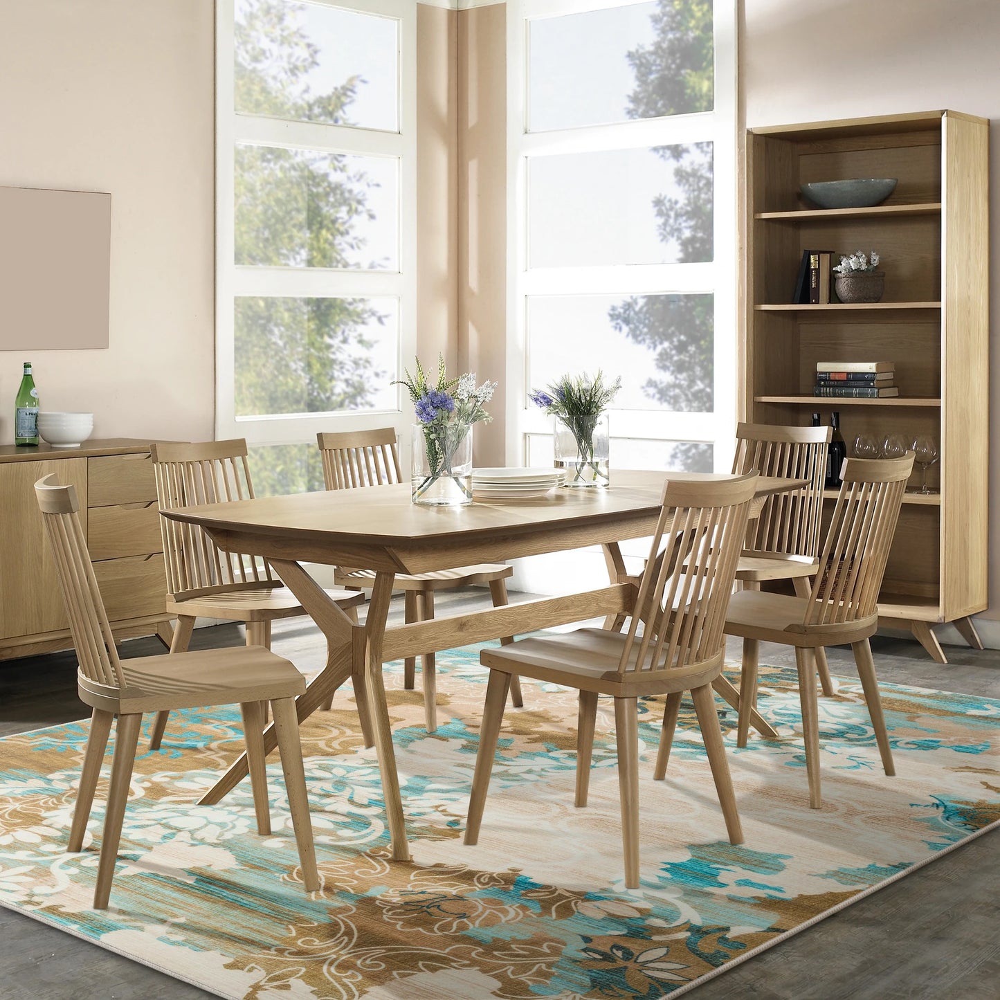 Elegant Floral Faux Wool Area Rug