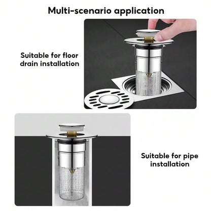 2Pcs Bathroom Sink Stopper, Universal Replacement   Stainless Steel Sink Drain Filter with Hair Catcher,1.1-1.45Inch