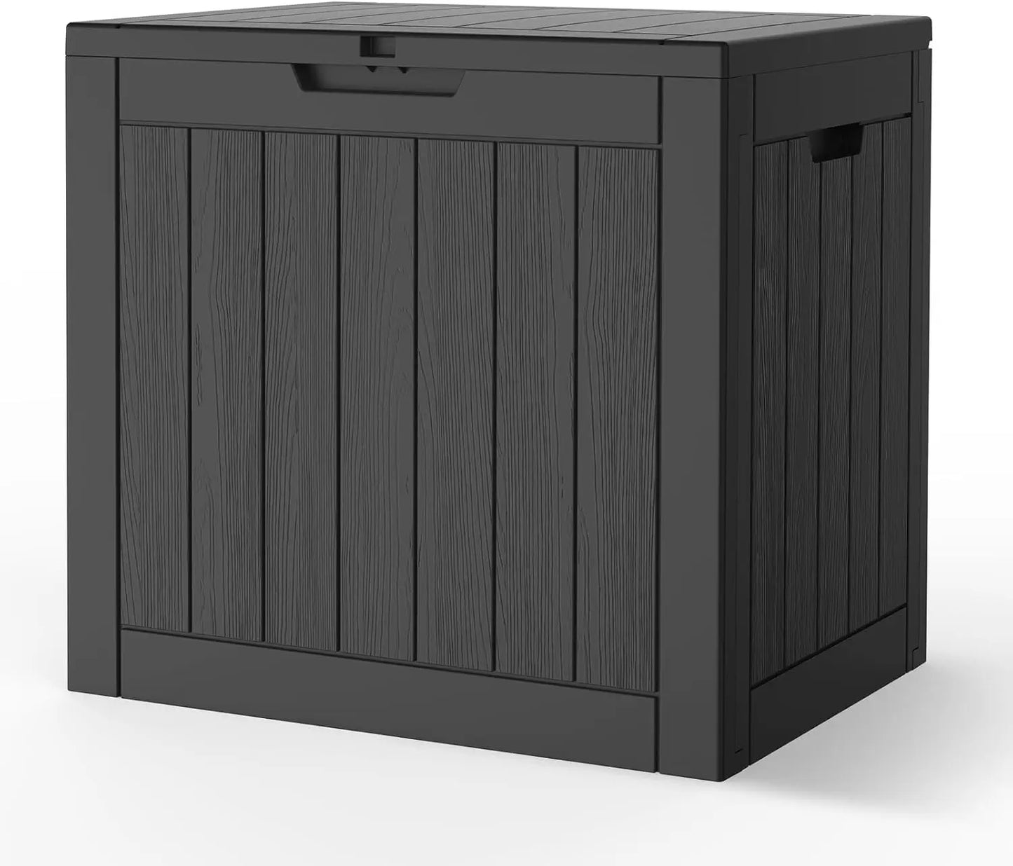 45Gal Black Deck Box - Waterproof & UV-Resistant Outdoor Storage w/Lockable Lid - For Patio/Garden