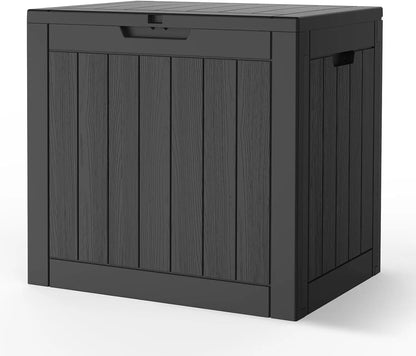 45Gal Black Deck Box - Waterproof & UV-Resistant Outdoor Storage w/Lockable Lid - For Patio/Garden