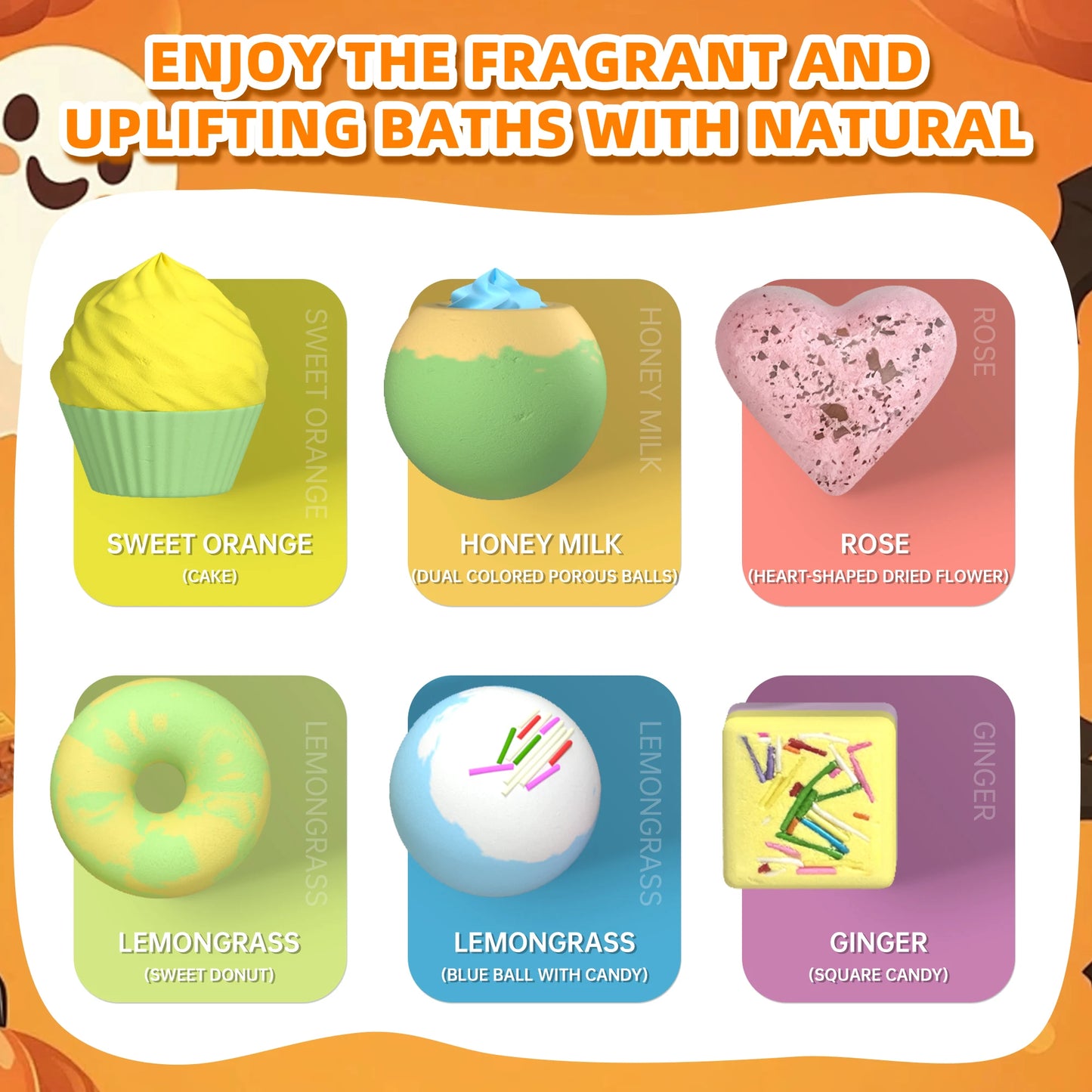 Halloween gifts  Bath Bombs Gift Set Natural Organic Bubble Bath Salt Ball Skin Care Moisturizing Exfoliating  Fragrances