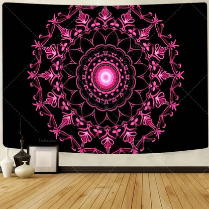 1pc Wall Tapestry  Moon Phase Tapestry - Gold Floral Mandala Wall Hanging