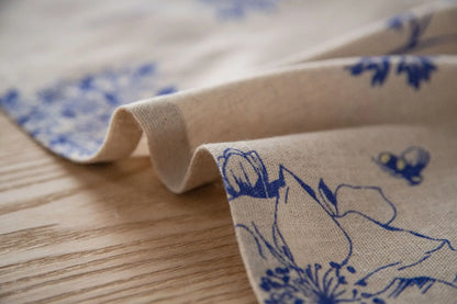 Cotton Linen Printed Pine Rectangular Fitted Tablecloth