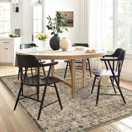 Washable Area Rugs for Living Room Vintage Floral Non-Slip Carpet  Super Soft Printed Rugs for Home