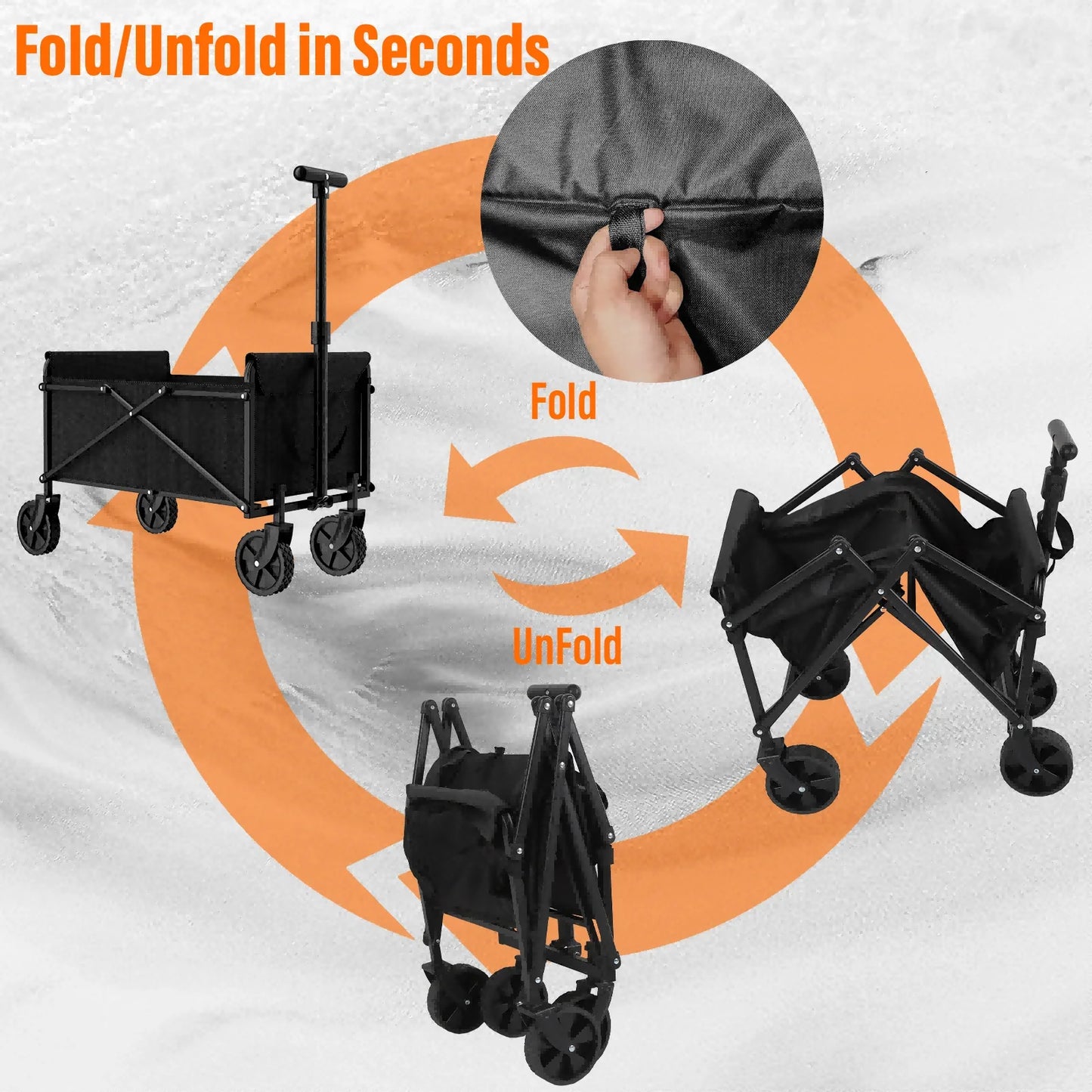 4-Wheel Foldable Garden Handcart | Heavy-Duty Cargo Transport w/ One-Hand Carry | Portable Foldable Design for Easy Storage