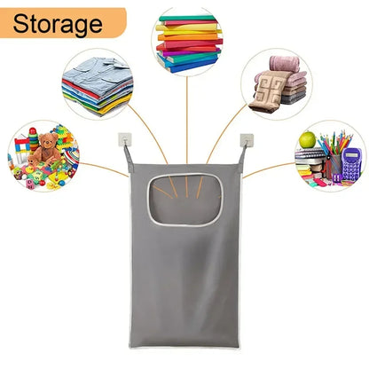 Over-the-Door Hanging Laundry Basket Wall-mounted Dirty Clothes Storage Organizer for Bathroom