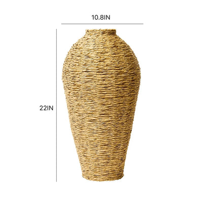 Large  Woven Faux Seagrass Floor Vase