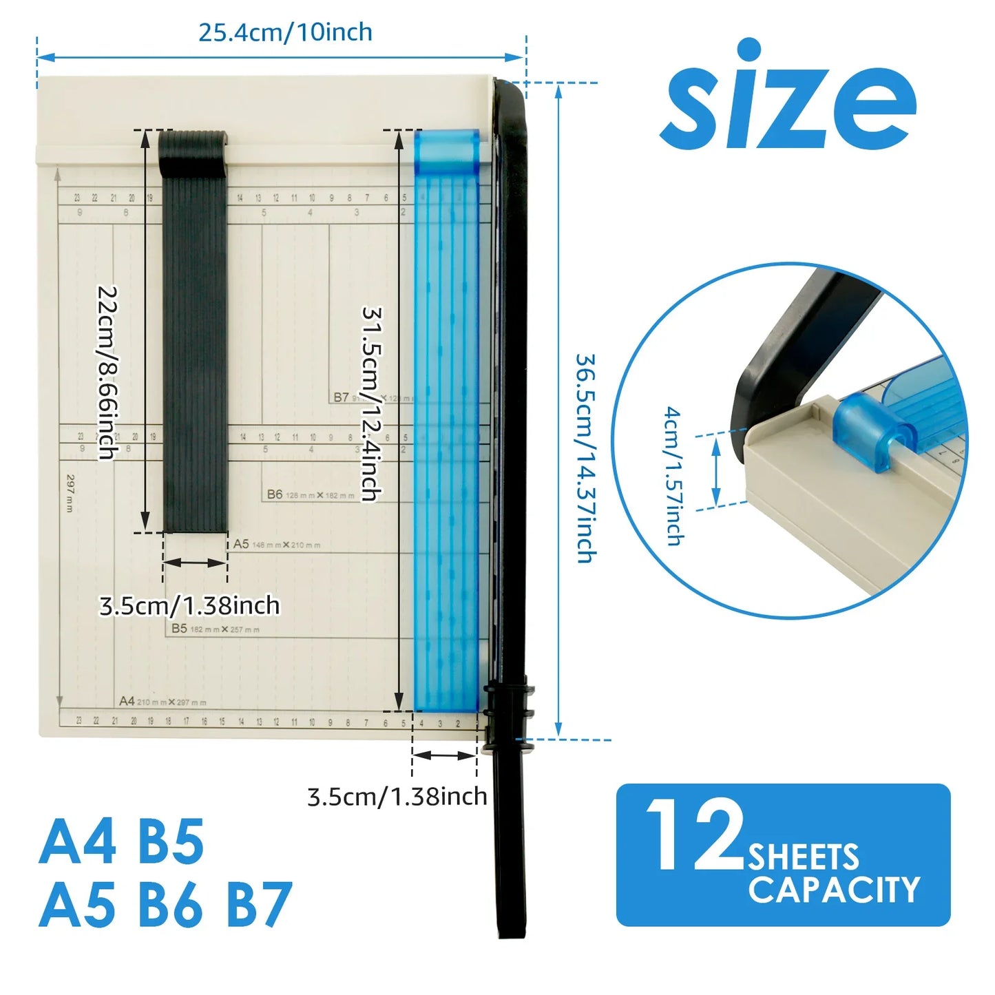 Paper Cutter Metal Blade Machine 12inch Multi-function