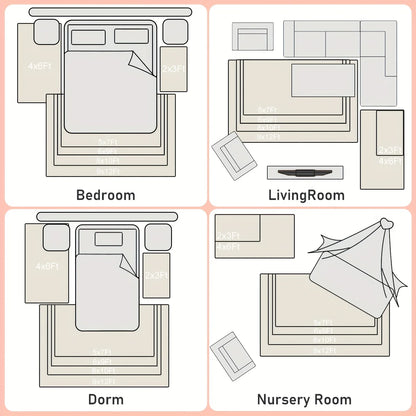 Off-White Soft Shaggy Non-Slip Rugs for Living Room/Bedroom/Nursery