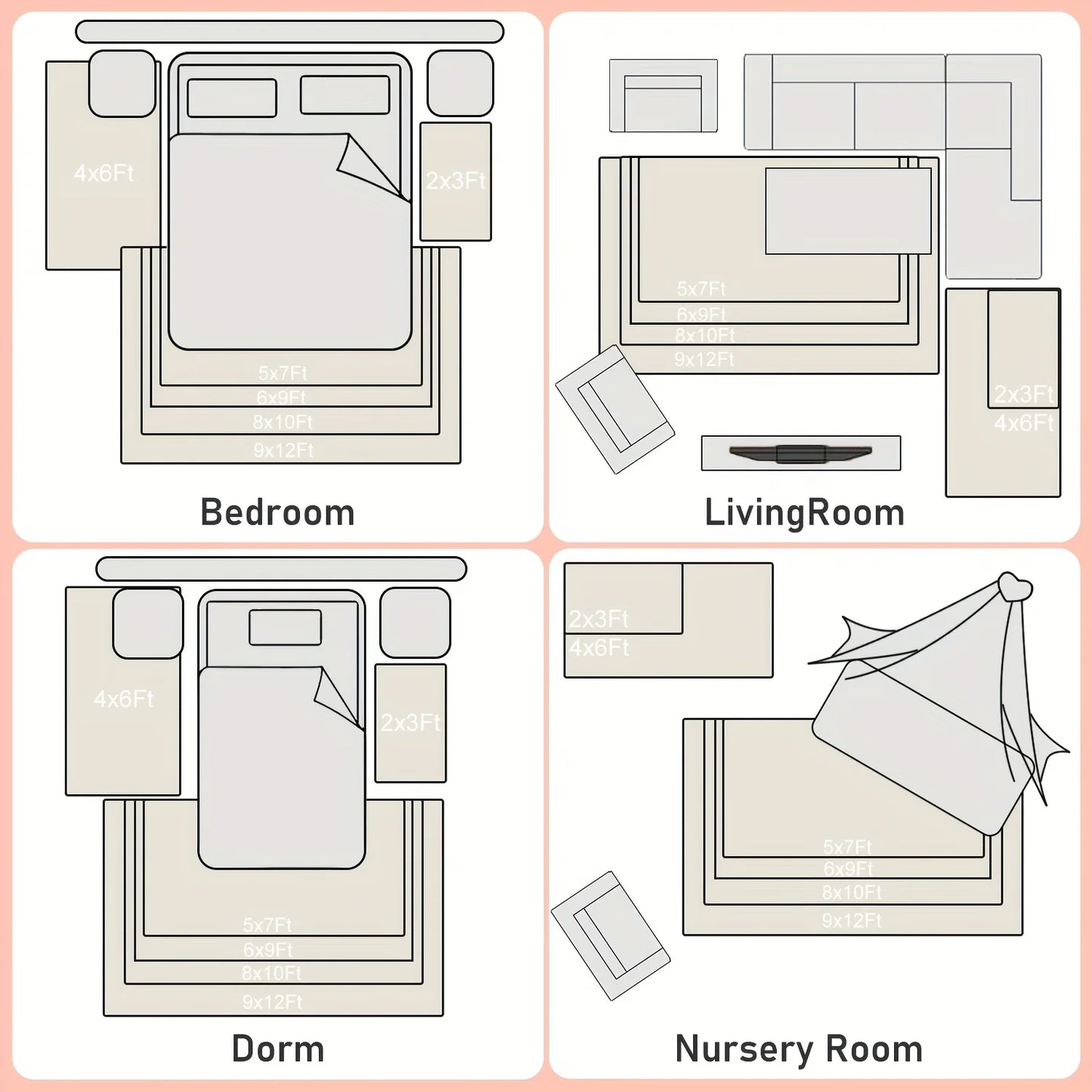 Fluffy Long Shag Plaid Area Rug for Bedroom, Living Room Washable , Super Soft Indoor Plush Rug.