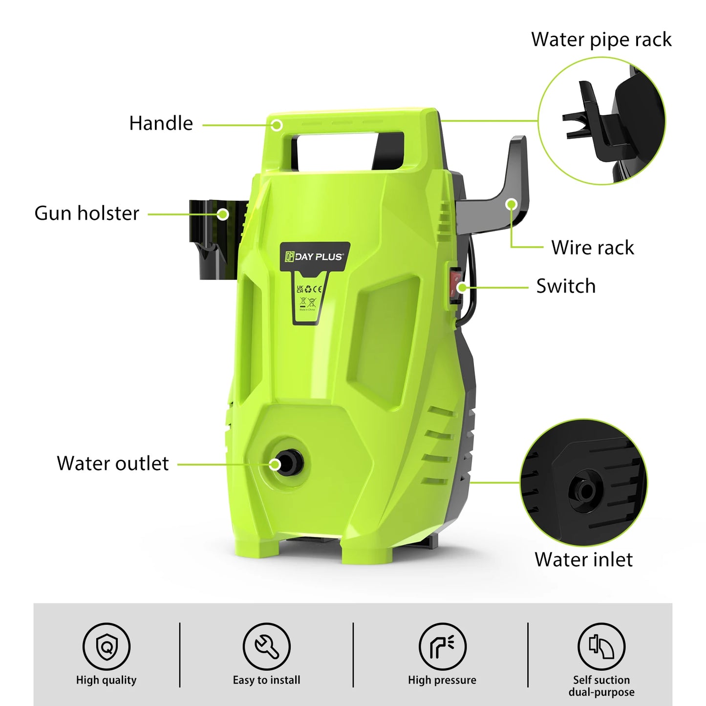 Home & Garden High Pressure Washer, Powerful Jet Nozzle, Portable Electric Jet Washer for Patio ,Car, Driveway ,Fences, Yard
