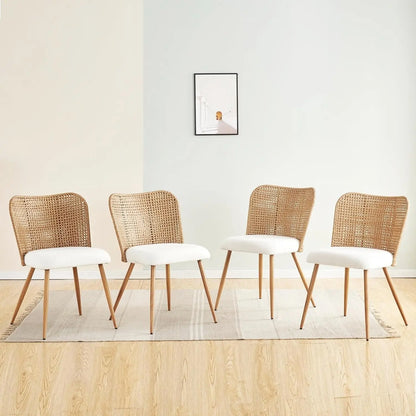 Rattan Dining Chairs Set of 4, Modern Cane Back Chairs