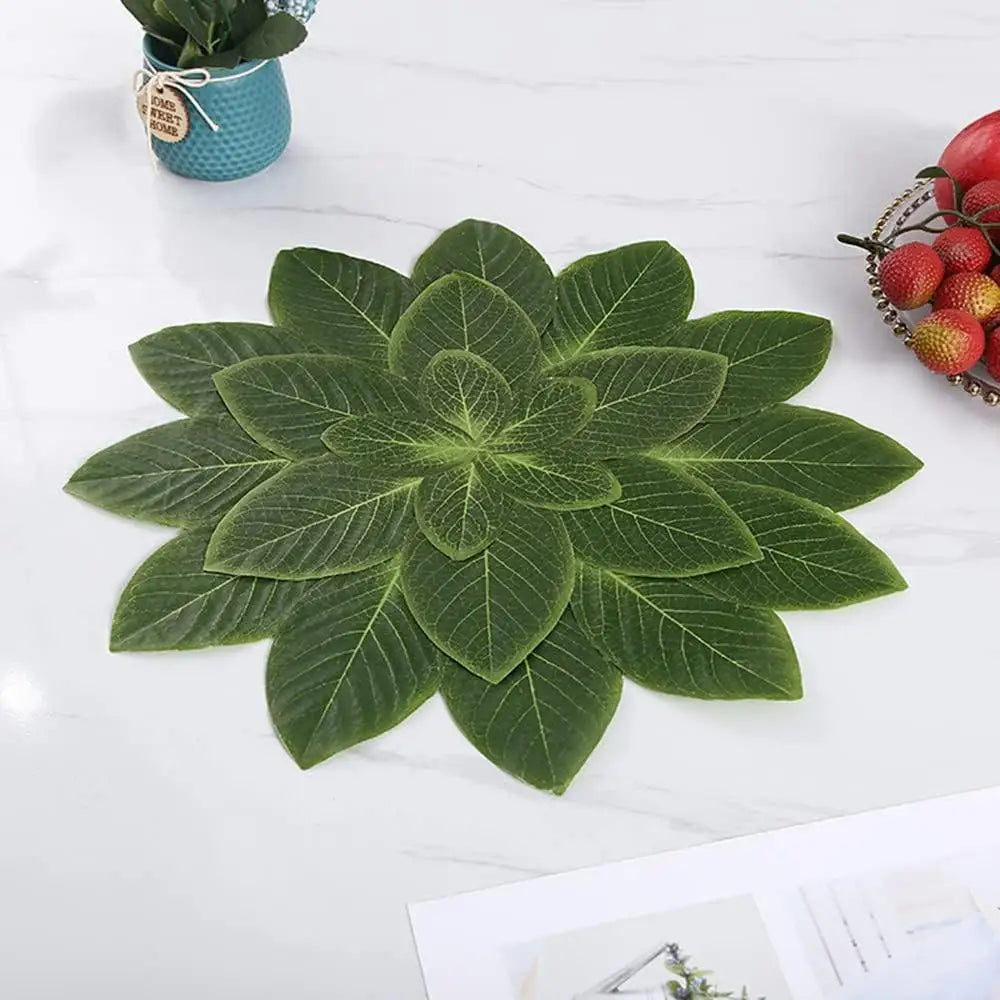 Table Decor Green Leaves Shape Heat Proof Table Mat Washable Dining Table Mats Heat Insulation Table Place Mat For Dining Room