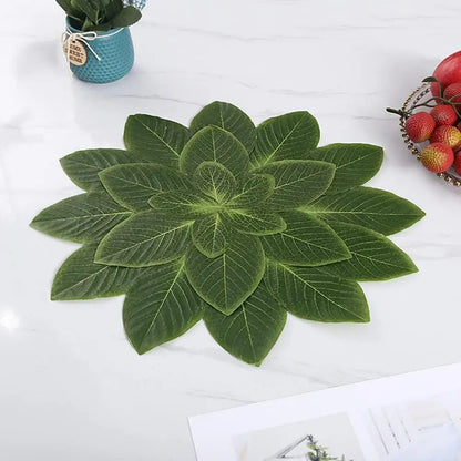 Table Decor Green Leaves Shape Heat Proof Table Mat Washable Dining Table Mats Heat Insulation Table Place Mat For Dining Room