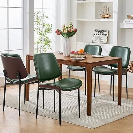 Dining Chairs Set of 4, Upholstered PU Leather Armless Dining Chair