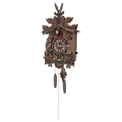 Wooden Cuckoo Clock with Pendulum Bird Automatic Chiming for Living Room Kitchen Office Wall Silent Quartz Movement