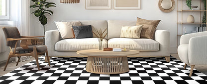 Black and White Checkered Rug
