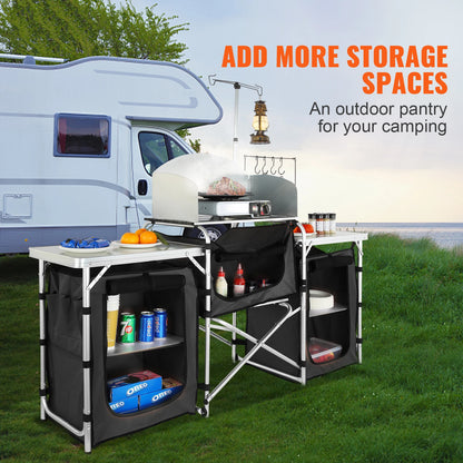 Foldable Camping Outdoor Kitchen Table Cabinet