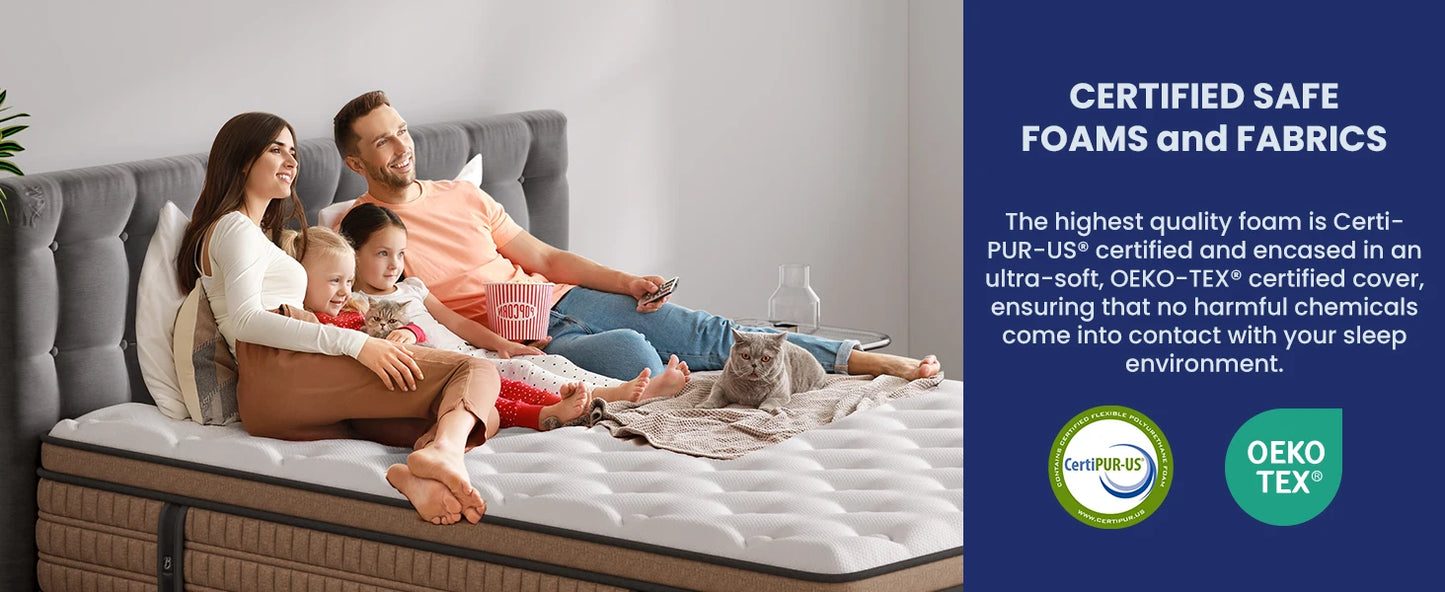 12 Inch Full/King Hybrid Gel Memory Foam Mattress, Queen Size Mattress with Breathable Fabric for Comfortable Sleep