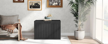 45Gal Black Deck Box - Waterproof & UV-Resistant Outdoor Storage w/Lockable Lid - For Patio/Garden