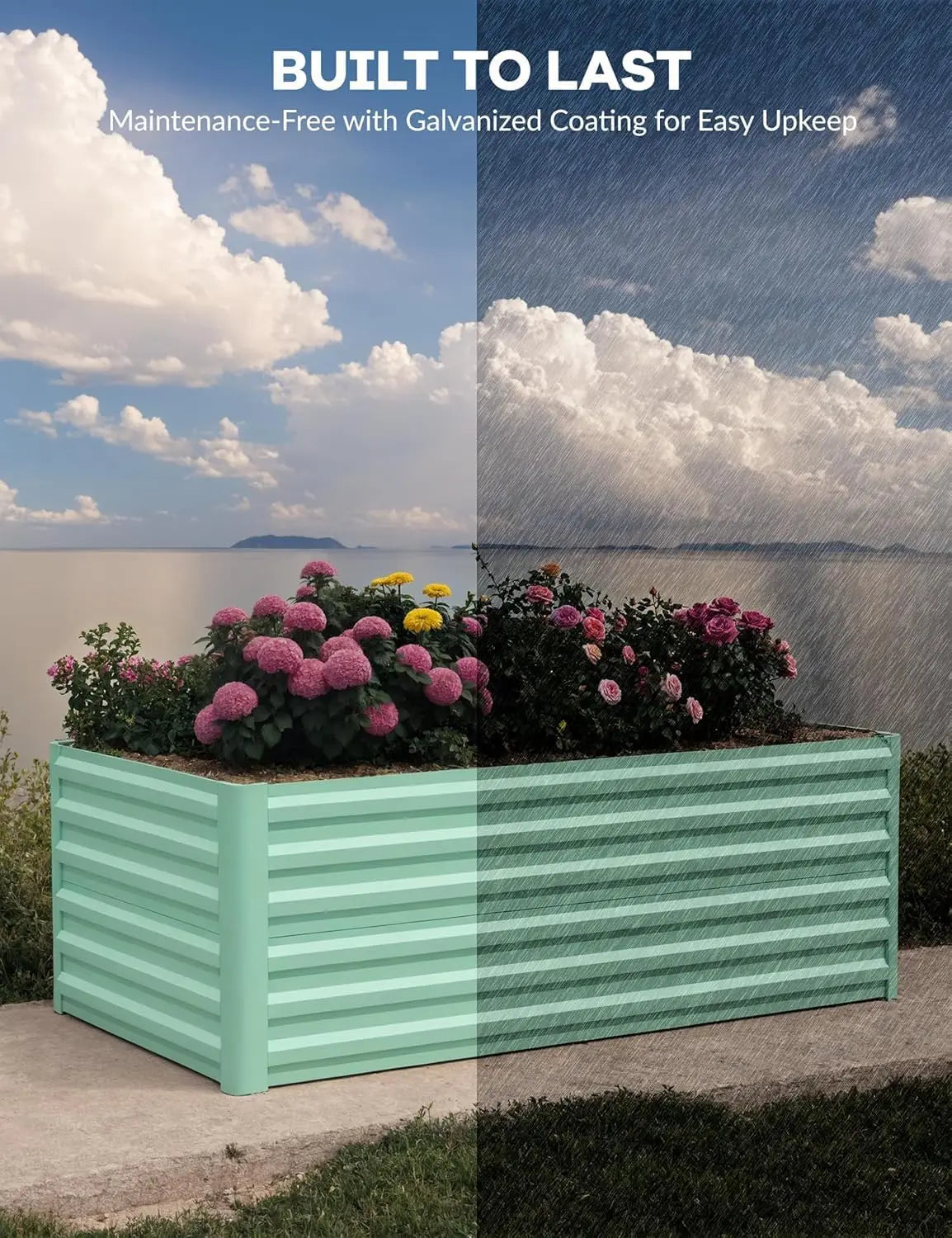 6x3x2 8x4x2ft Galvanized Raised Garden Bed Deep Root Planter Box for Vegetables Flowers Herbs