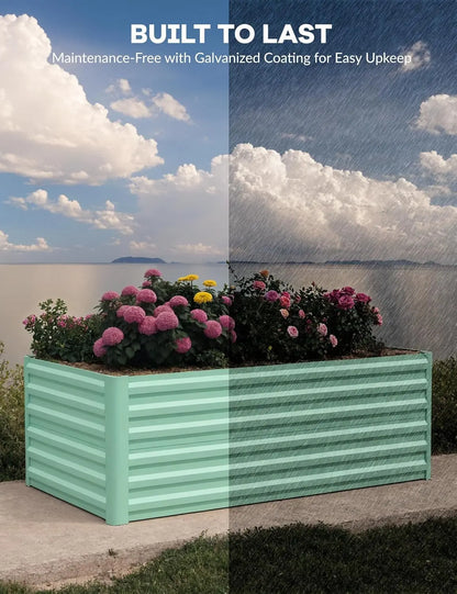 6x3x2 8x4x2ft Galvanized Raised Garden Bed Deep Root Planter Box for Vegetables Flowers Herbs