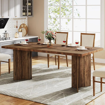 63-inch Dining Table for 4-6, Farmhouse Kitchen Table with Large Tabletop