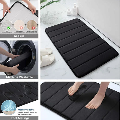Super Absorbent Bath Mat Memory Foam Carpet Non-slip Bathroom Rug