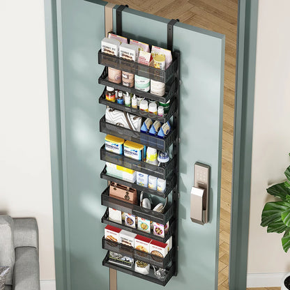 Over The Door Pantry Organizer, 10-Tier Pantry Door Hanging Heavy-Duty Carbon Steel Storage Rack Organizer For Kitchen Spice