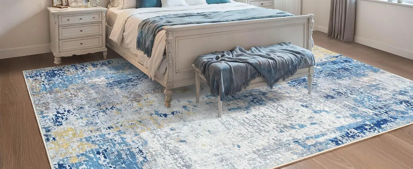 Living Room Area Rugs Soft Large Modern Abstract Area Rug, Vintage Machine Washable Non Slip Carpet , Low Pile Rugs