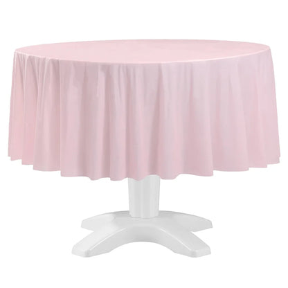 6 Pack 84 Inch Round Light Pink Plastic Table Covers Waterproof Disposable Party Tablecloths Birthday Bridal Shower Events