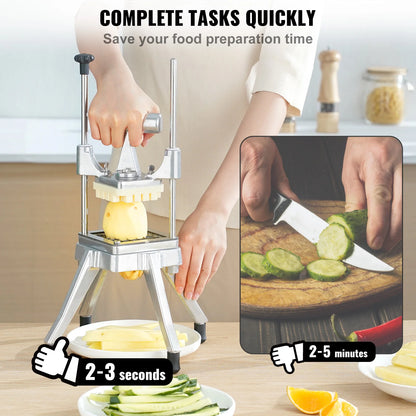 SucceBuy Commercial Vegetable Fruit Dicer Cutter Potato Slicer Chopper 4 Blades & Tray Manual Cutting Machine home appliance