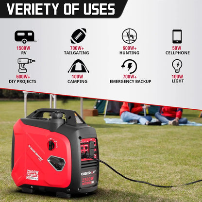 2500-Watt Gas Powered Portable Inverter Generator, Super Quiet for Camping, Home Emergency Use, EPA Compliant 2024 Version