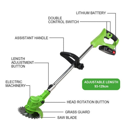 Weed Trimmer Lawn Electric Brushles 2-in-1 Cordless String Grass Trimmer Cutter Fast Charger With 2 xBattery for Yard Garden