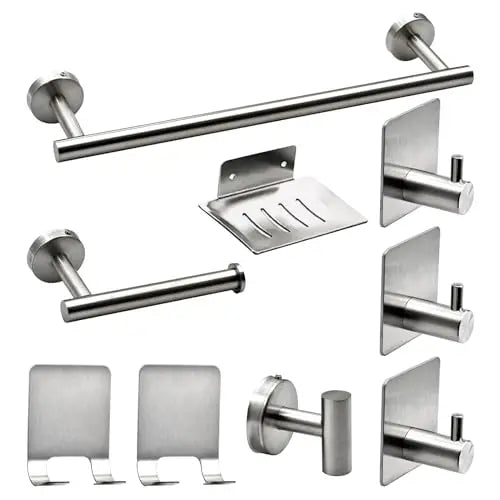Bathroom Hardware Set 7Pcs Bathroom Towel Rack Including 16" Hand Towel Bars Toilet Paper Holders, Towel Rings, Robe Towel Hooks