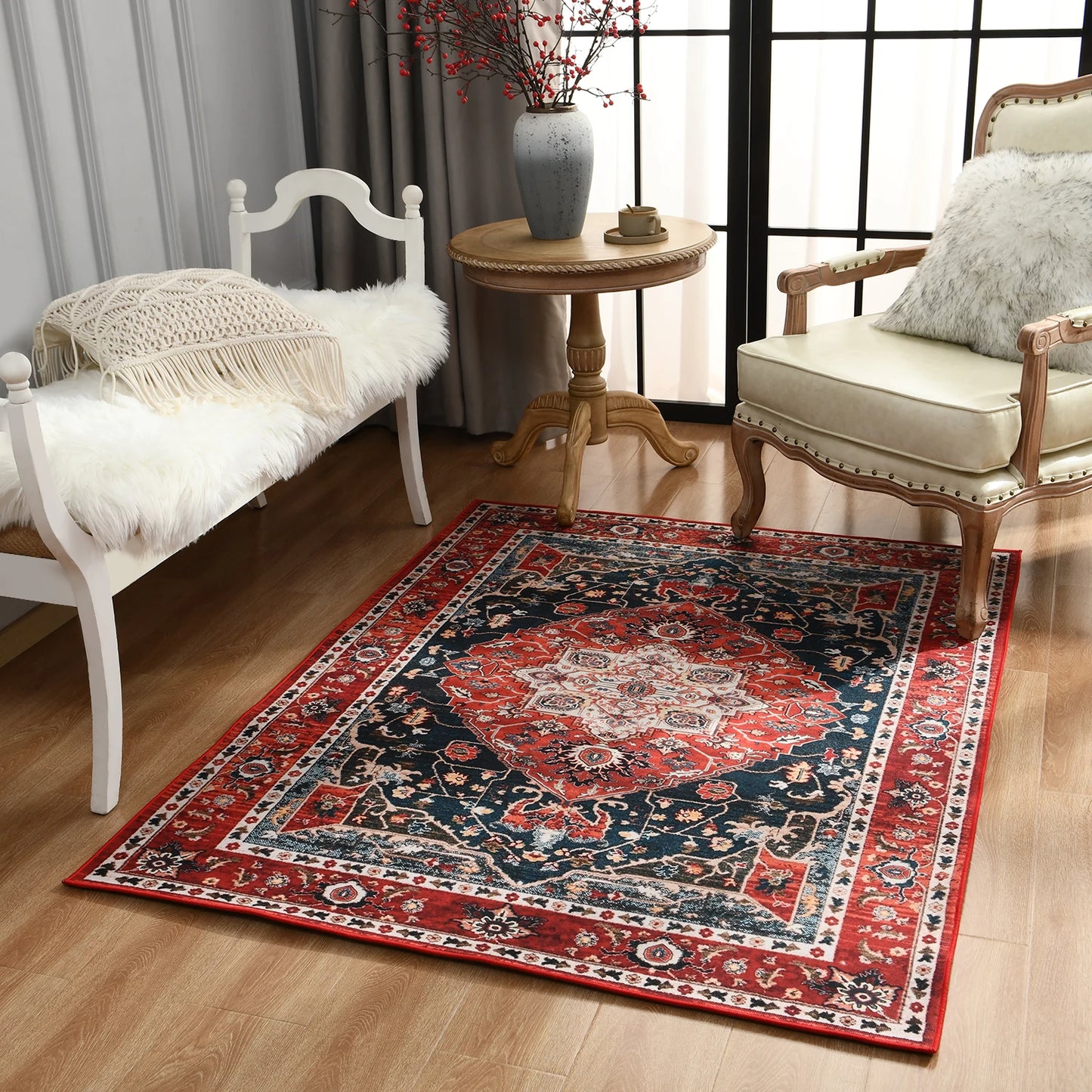 Vintage Bohemian Area Rug for Living Room, Bedroom