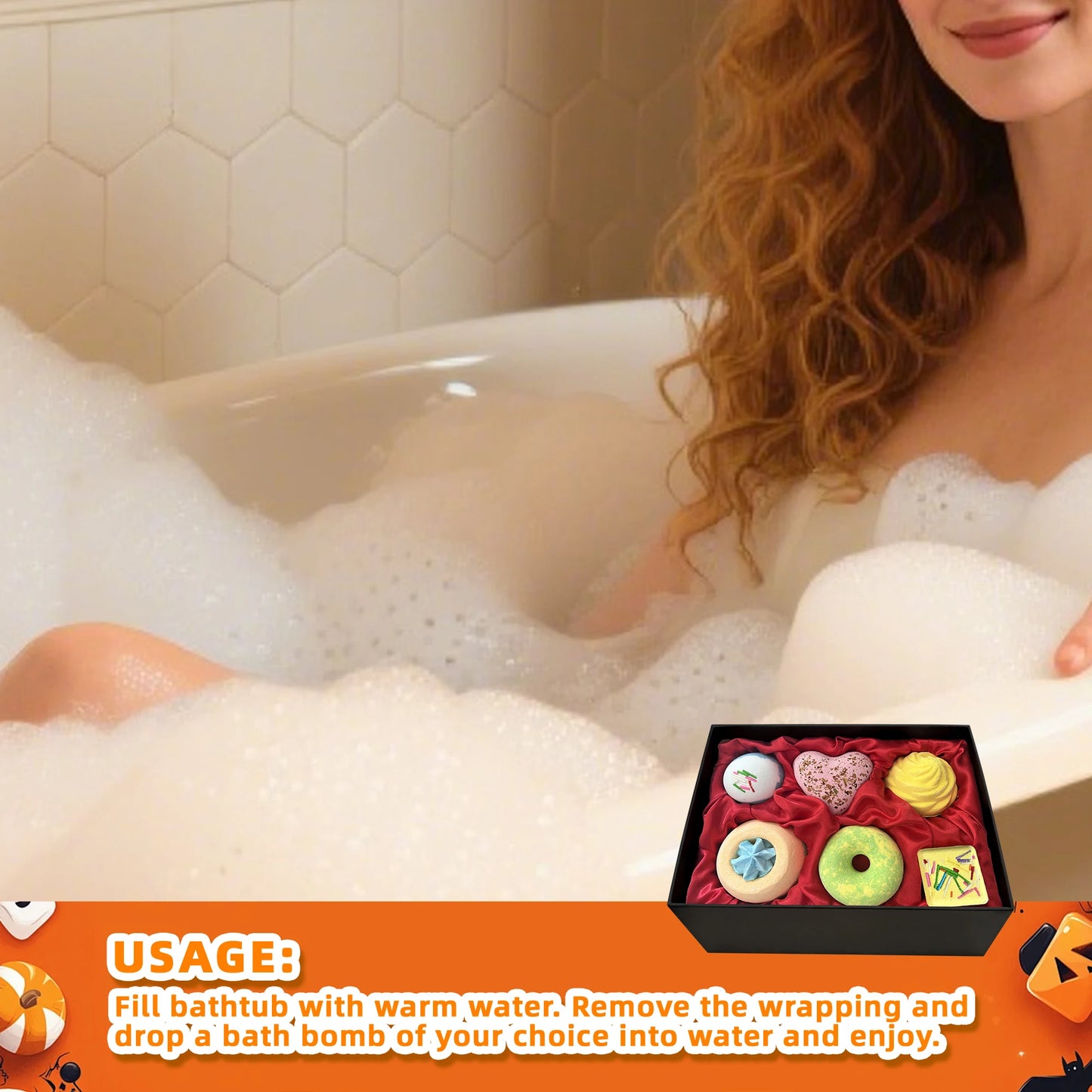 Halloween gifts  Bath Bombs Gift Set Natural Organic Bubble Bath Salt Ball Skin Care Moisturizing Exfoliating  Fragrances