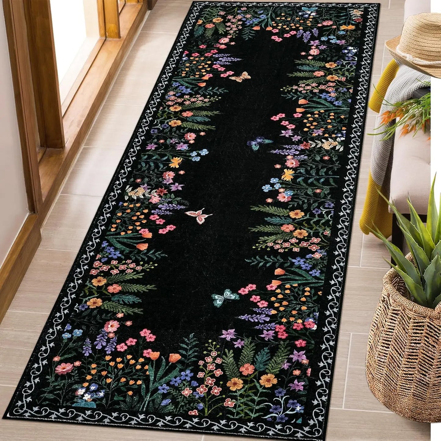 Washable Floral Rug ,Soft ,Non Slip