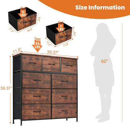 Dresser For Bedroom With 9 Fabric Storage Drawer Wardrobe