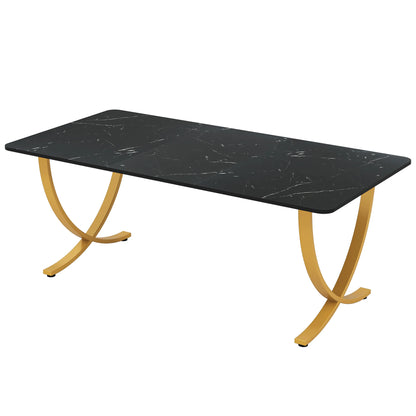 63" Modern Dining Table Kitchen Table with Faux Marble Top