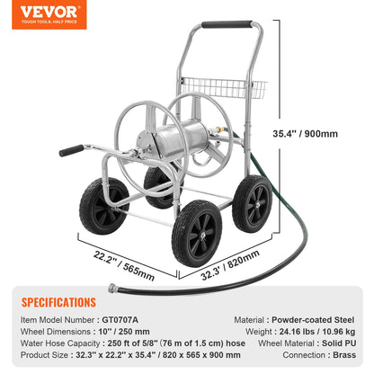 Hose Reel Cart 250ft Heavy Duty