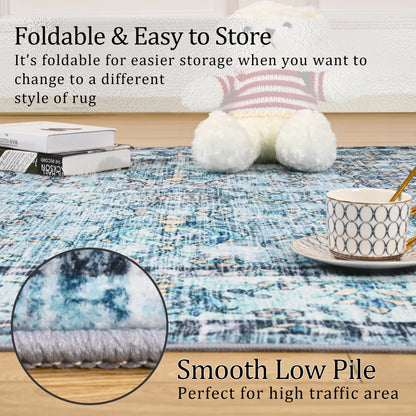 Vintage Area Rugs Low Pile Machine Washable