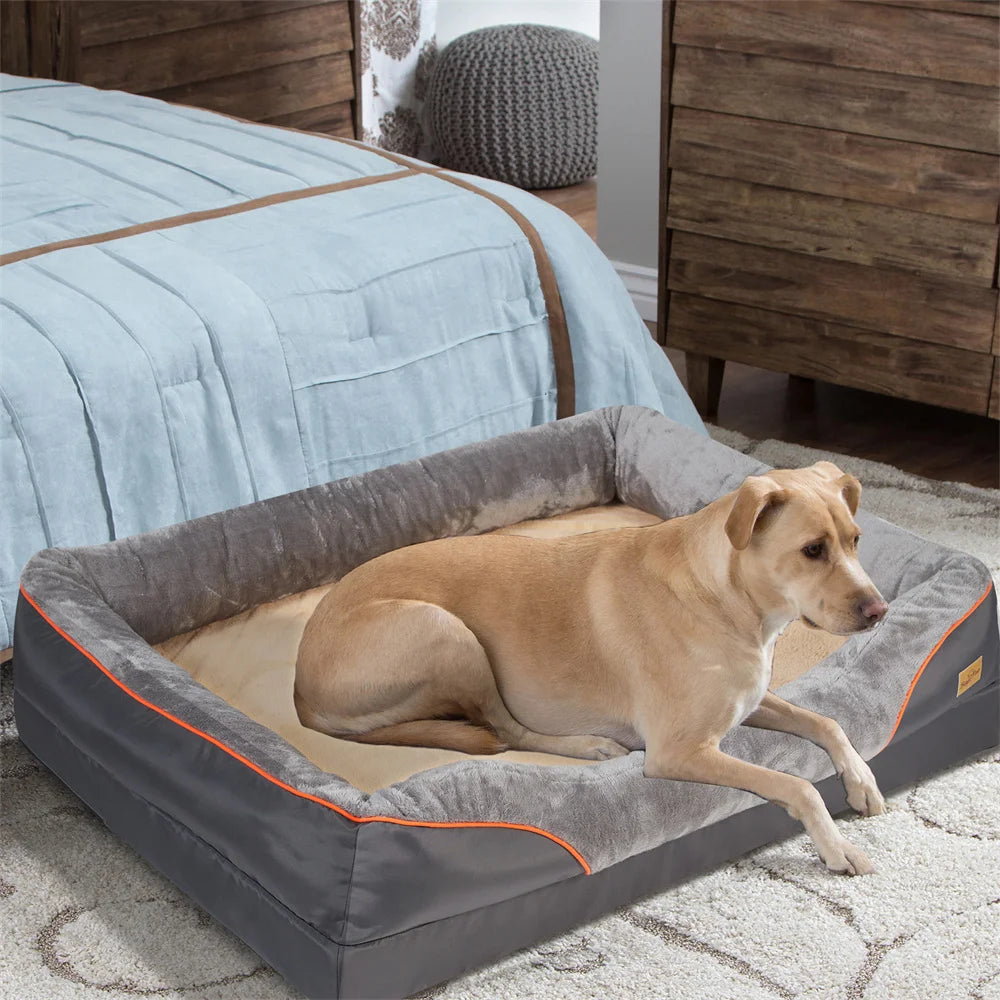 Jumbo Large Orthopedic Dog Bed Memory Foam Pet Sofa Couch Waterproof Elevated Cushion  Removable Cover