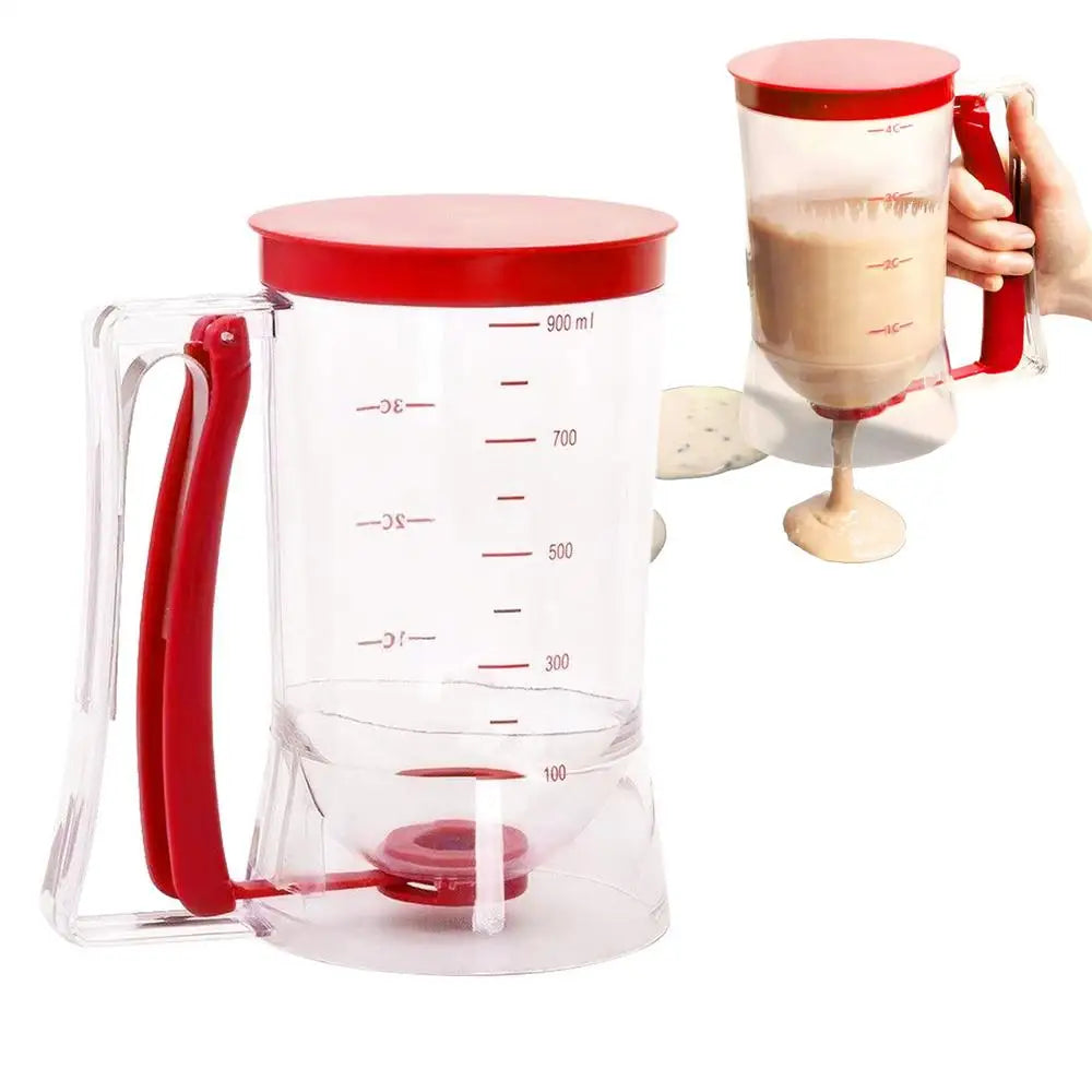 Pancake Mix Dispenser Handheld Cupcakes Batter Cup 900ml Batter Pourer Dispenser Leak-Proof Pancake Maker